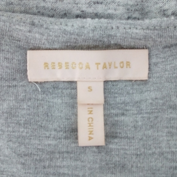 Rebecca Taylor Jersey Knit Heather Gray Dress Waist Tie Ruffle Sleeves Flax S - Picture 3 of 13